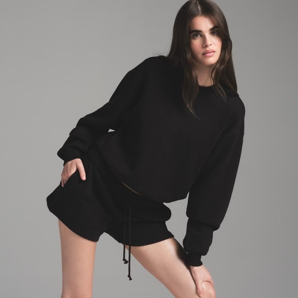 SKIMS Cotton Fleece Black Pullover M